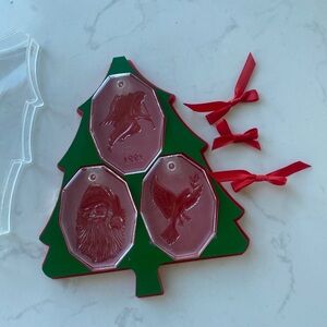 Hallmark Vintage three lead crystal Christmas Ornaments designed by Jim Burke